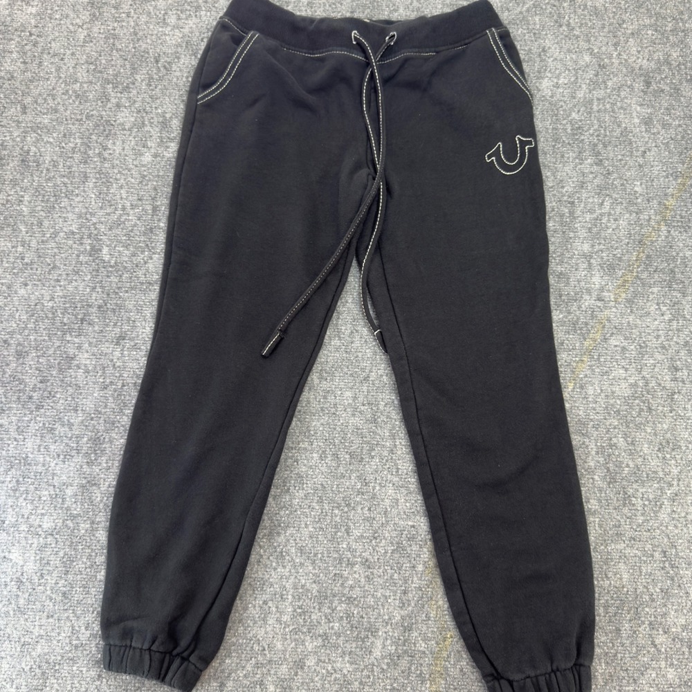 True Religion Contrast Stitch Horseshoe Logo Joggers Black Size S